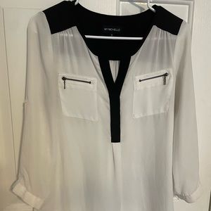 Black and White Blouse